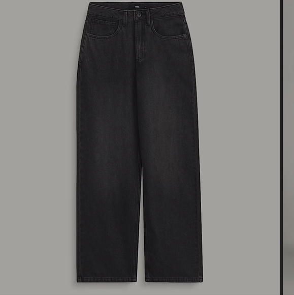 Vans Sirelle Baggy Black Jeans 5 Pocket Design NWT 25" X 30" Black Washed Denim - Picture 1 of 10